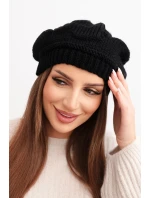 Dámská zimní čepice vlněná s ozdobnými krystalky K459 černá