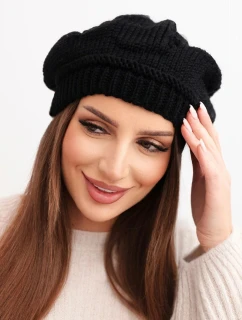 Dámská zimní čepice vlněná s ozdobnými krystalky K459 černá