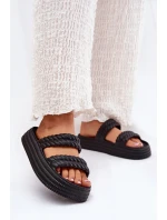 Pěnové Lehká Dámské Pantofle Na Platformě S.Barski ZK51-001 Černé Pěnové Lehká Dámské Pantofle Na Platformě S.Barski ZK51-001 Černé