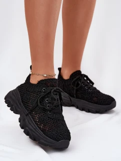 Dámské tenisky s háčkovaným svrškem černé Jelhiris