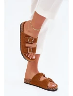 Dámské Pantofle Se Zlatými Přezkami A Prošíváním Camel Lunera