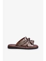 Dámské měděné pantofle na plochém podpatku Nelvira