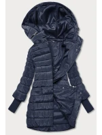 Tmavě modrá dámská bunda s úpletovými stahovacími lemy (p22-6637-99)
