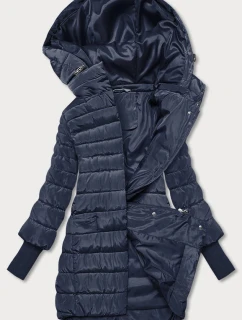 Tmavě modrá dámská bunda s úpletovými stahovacími lemy (p22-6637-99)