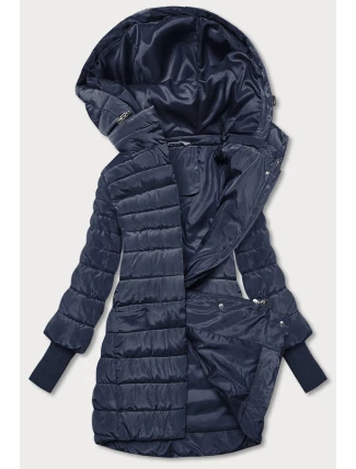 Tmavě modrá dámská bunda s úpletovými stahovacími lemy (p22-6637-99)
