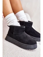 Nízké dámské sněhule na platformě zateplené kožíškem černé Saldren Nízké dámské sněhule na platformě zateplené kožíškem černé Saldren