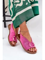 Ploché sandály s ozdobou růžové Haliones Ploché sandály s ozdobou růžové Haliones
