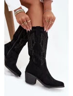 Kozačky Kovbojky Dámské Na Podpatku Vyhřívané Vinceza 16508 Černé