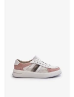 Dámské kožené tenisky bílé a růžové D&A Dámské kožené tenisky bílé a růžové D&A