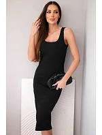 Dámské viskózové žebrované šaty na ramínkách černá