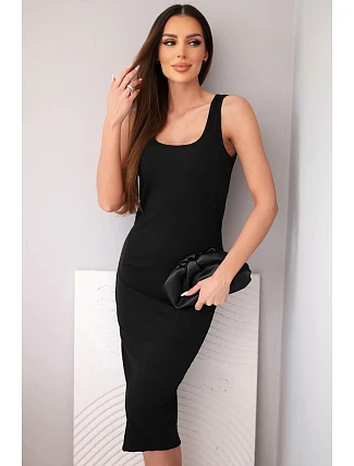 Dámské viskózové žebrované šaty na ramínkách černá