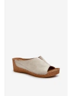 Pohodlné Dámské Sandály Na Klinu Inblu NG000002 Béžové Pohodlné Dámské Sandály Na Klinu Inblu NG000002 Béžové