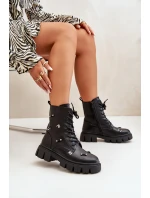 Dámské Boty Pracovní S Ozdobami Eko Kožené Černé Cadenilla