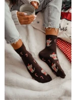 Dámské Vánoční Ponožky Kočky Čokoládové Dámské Vánoční Ponožky Kočky Čokoládové