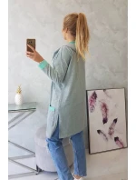 Dvoubarevná pelerína s kapucí 21679 mint+šedá - Kesi Dvoubarevná pelerína s kapucí 21679 mint+šedá - Kesi