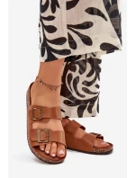 Dámské sandály na korkové platformě s přezkami Camel Vesina
