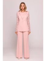 M865 Blejzr s krajkovými panely a jedním knoflíkem - pudrový M865 Blejzr s krajkovými panely a jedním knoflíkem - pudrový