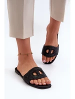 Černé dámské pantofle na plochém podpatku Dimrose Černé dámské pantofle na plochém podpatku Dimrose