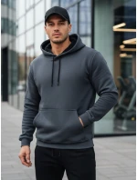 Pánská základní mikina s kapucí tmavě šedá FashionStreet BX5863