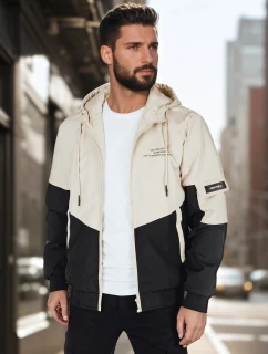 Pánská přechodná bunda s kapucí béžová FashionStreet TX5027