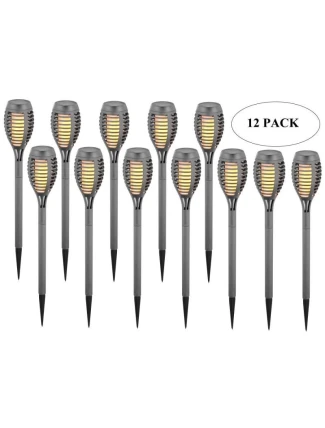 DANCING FLAMES SOLAR LAMP 12 LED SMD 7.5x7.5x46.5CM GREY - 12ks