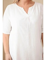 Dámské viskózové šaty Plus Size s krátkým rukávem a výstřihem do V béžová