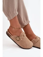 Dámské nazouváky s teplou podšívkou s přezkou Béžové Sylisse Dámské nazouváky s teplou podšívkou s přezkou Béžové Sylisse