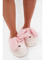 Dámské huňaté pantofle s motivem králíčka – růžové Faylen