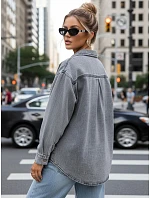 Dámská džínová košilová bunda šedá FashionStreet TY5679