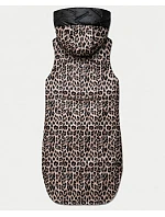 Tenká oboustranná vesta bez rukávů, černá s leopardím vzorem (B6065/B6066-1)