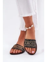 Dámské Pantofle Na Plochém Podpatku Se Zdobením Černé Dorfedi