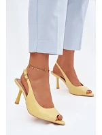 Ženské sandály na podpatku žluté Sevina