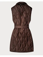Čokoládová prošívaná vesta Goodlookin s páskem (B8603-14)