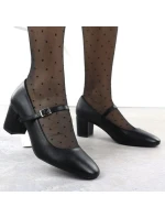 Černé lodičky Sergio Leone na nízkém podpatku s páskem PB176