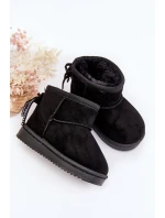 Dětské kozačky s kožešinou a šňůrkami Černé Mikyla