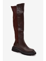 Vklouzávací dámské kozačky z ekokůže čokoládové Sylvina