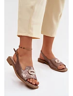Dámské sandály Ploché s Ozdobou S.Barski KV61-6040 Hnědé