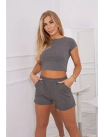 Bavlněná souprava s kraťasy grafitová