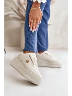 Sneakersy Sportovní Boty Dámské Zateplené Na Masivní Podešvi Béžové Verissha