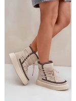 Dámské sněhule s výšivkou na platformě světle béžové Naleris