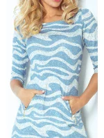 Dámské šaty se zipy a 3/4 rukávem krátké SKY krátké modré - Modrá / XL - Numoco