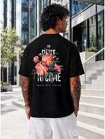 Pánské bavlněné tričko oversize s potiskem černé FashionStreet NX4002R Pánské bavlněné tričko oversize s potiskem černé FashionStreet NX4002R