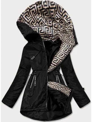 Černo-béžová dámská bunda pro přechodné období (B8037-1046)