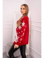 Vánoční svetr se sněhulákem červený
