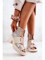 Kožené kozačky Maciejka 05321-04 Béžová