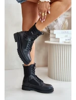 Kožené Traperky Kotníkové Boty Pánské Zateplené Big Star OO174164 Černé