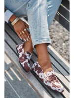 Loafersy Mokasyny Dámské Ploché V Látách Hnědo-Bílé Soreline