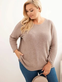 Dámský svetr plus size s lodičkovým výstřihem fango