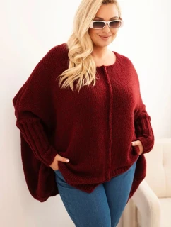 Svetr dámský Plus Size z akrylu s volným střihem a rukávem 3/4 fango