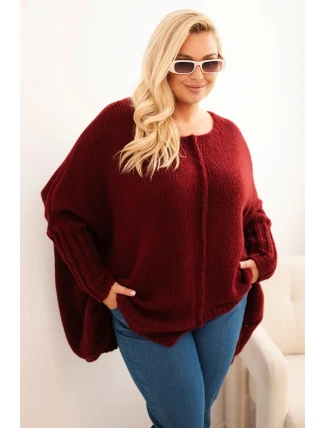 Svetr dámský Plus Size z akrylu s volným střihem a rukávem 3/4 fango Svetr dámský Plus Size z akrylu s volným střihem a rukávem 3/4 fango